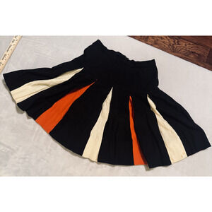 Vintage 60's Cheerleading Wool Pleated Skirt Black Red Varsity Homemade sz S
